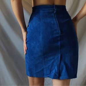 VINTAGE Blue sued leather skirt